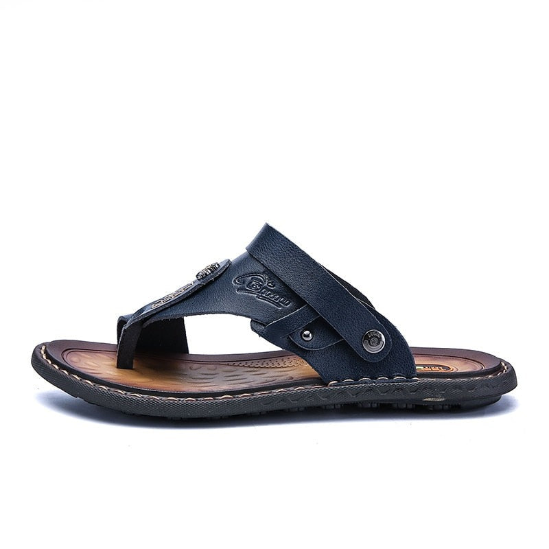 Sandália Masculina de Couro Genuíno