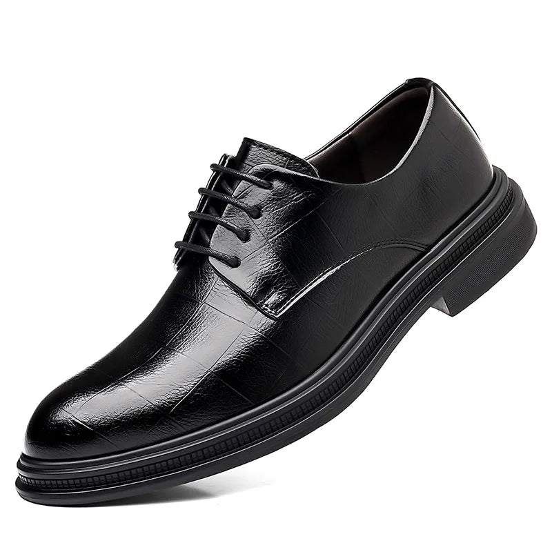 Social, Aumenta Altura 6 cm Sapato Social em Couro Preto.