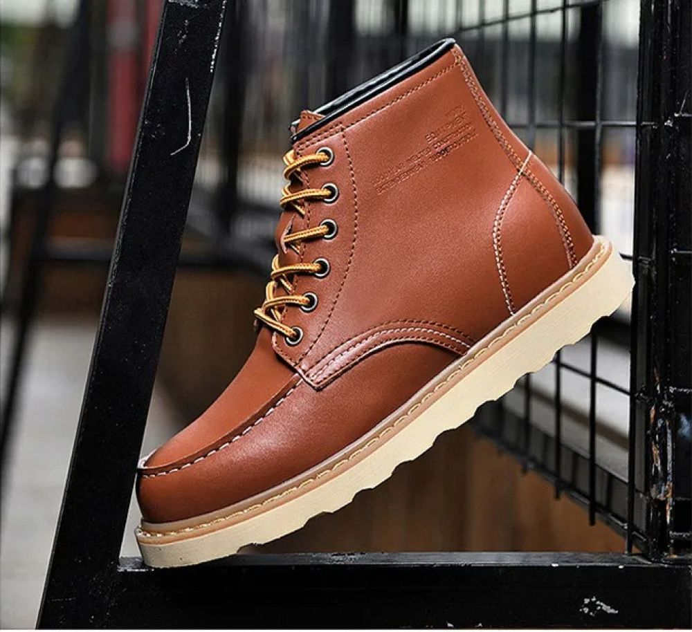 Botas Lossac Casual Couro Aumenta Altura 10 cm - Marrom