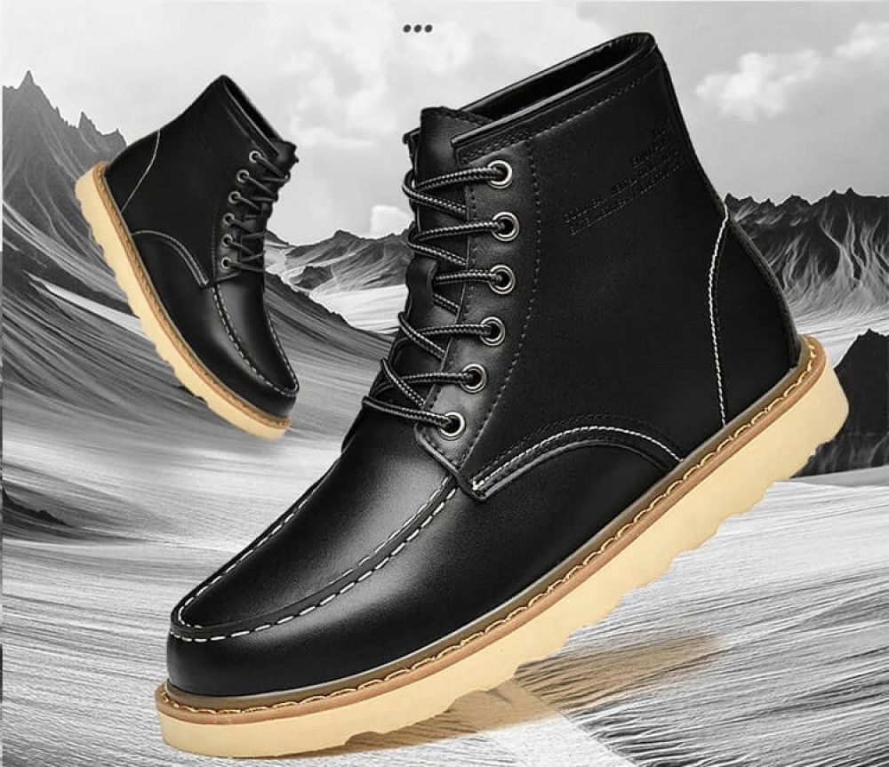 Botas Lossac Casual Couro Aumenta Altura 10 cm - Preta