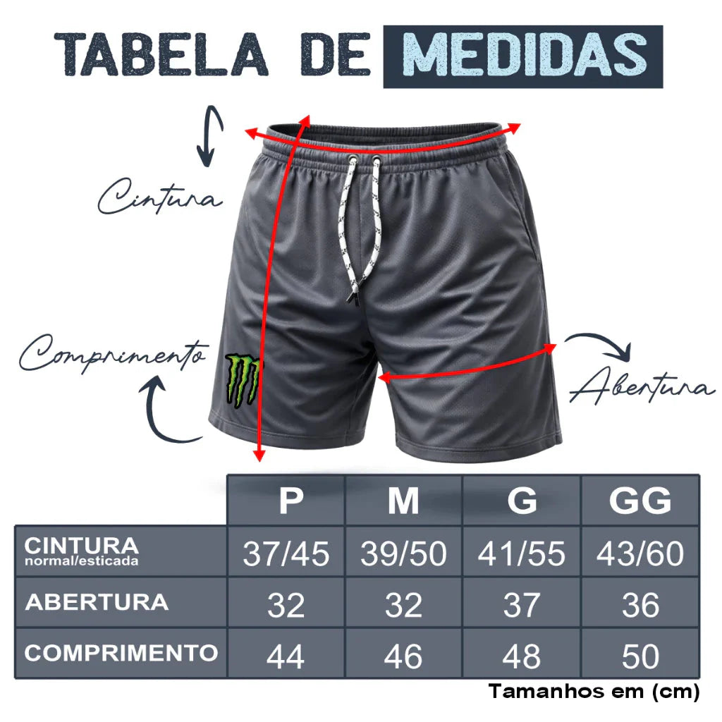 Bermuda Compressão 2em1 MONSTER PRO FIT Masculina DryFit