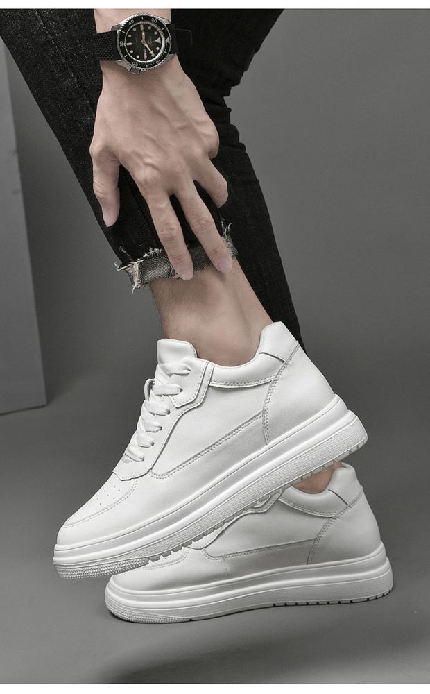 Lossac Casual Couro Wind Tênis Aumenta Altura 8 cm - Branco