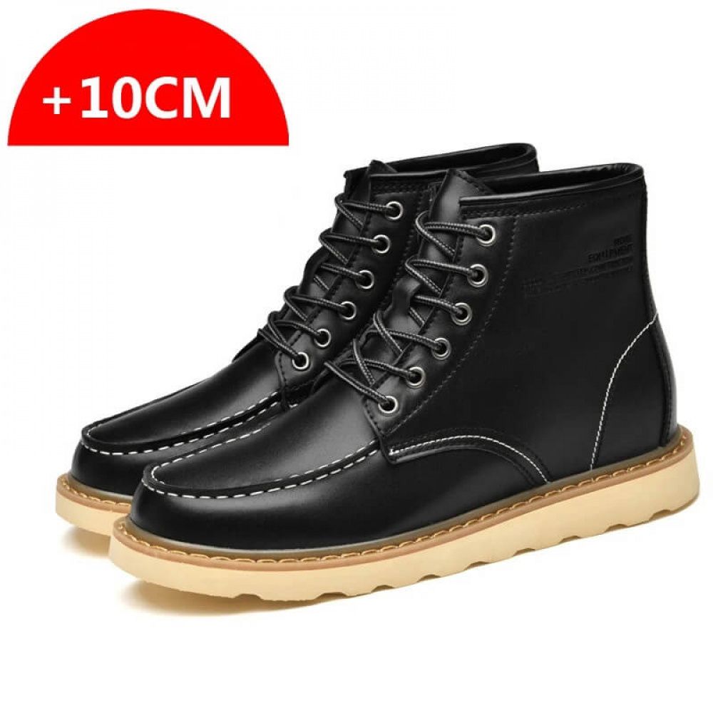 Botas Lossac Casual Couro Aumenta Altura 10 cm - Preta