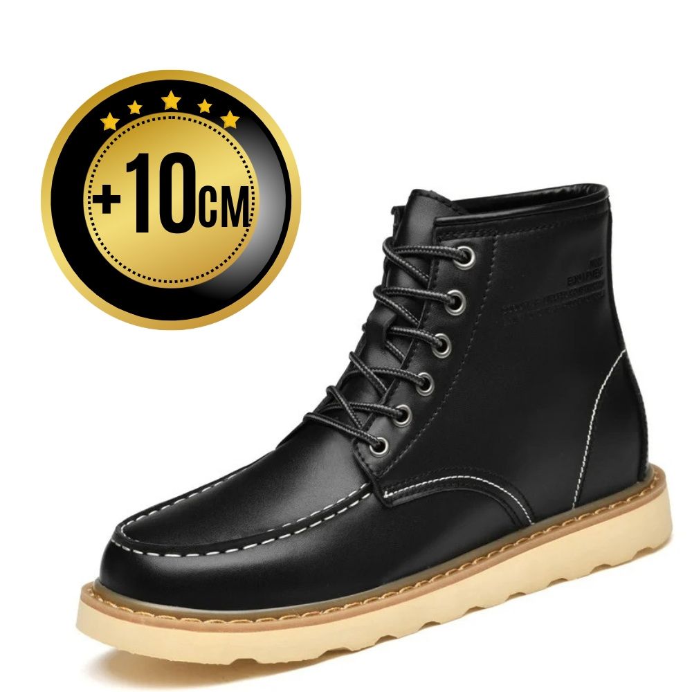 Botas Lossac Casual Couro Aumenta Altura 10 cm - Preta