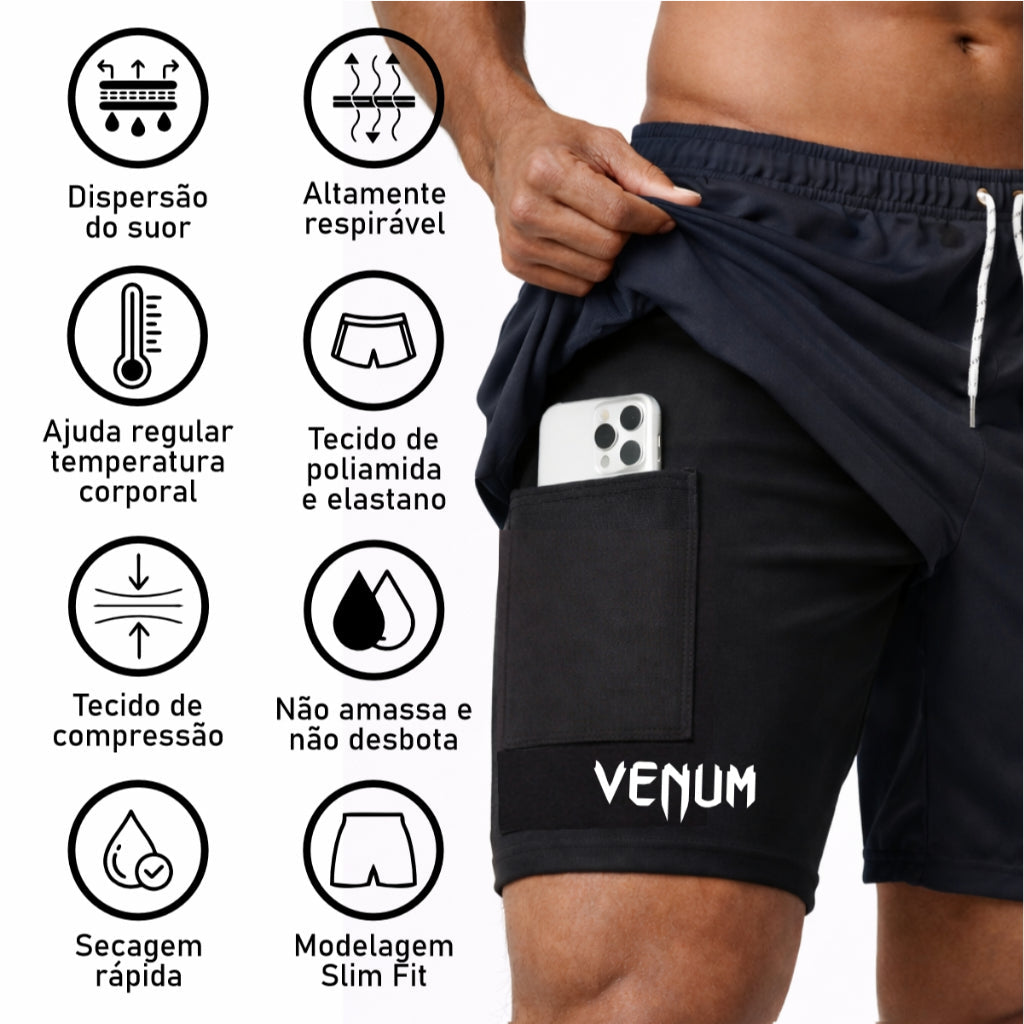 Bermuda Compressão 2em1 VENUM PRO FIT Masculina DryFit